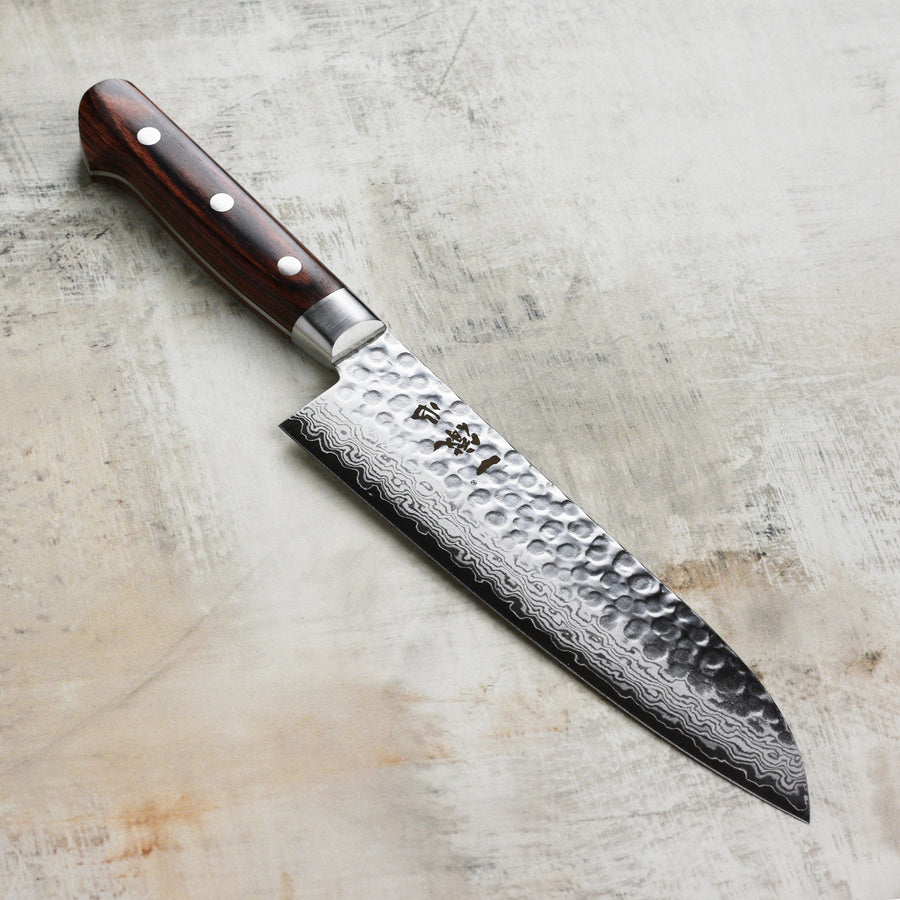 Ittetsu VG10 Hammered Damascus Japanese Santoku Knife