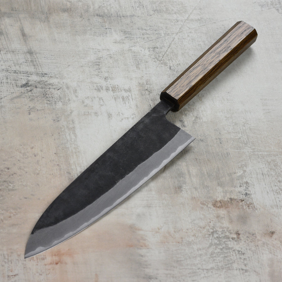 Shiro Kamo Aogami Super Kurouchi Stainless Clad 8.25" Gyuto Japanese Chef's Knife