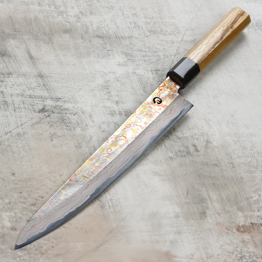 Hinoura Aogami #2 Colored Damascus 10.6" Sujihiki