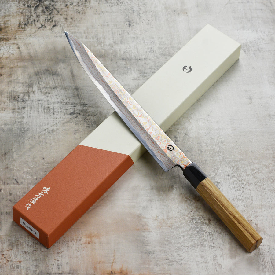 Hinoura Aogami #2 Colored Damascus 10.6" Sujihiki