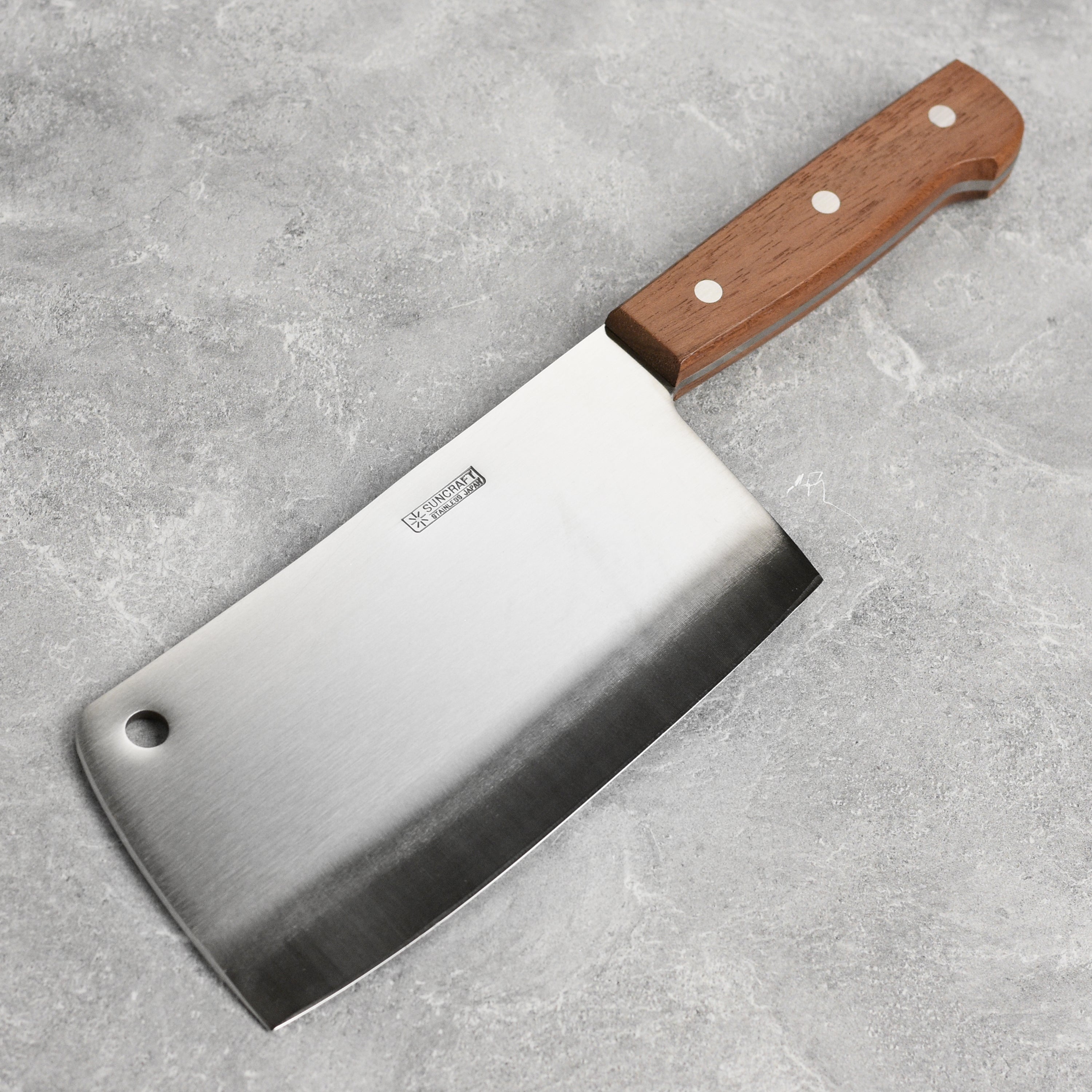 Suncraft Meat Cleaver - Made in Japan, 7" Stainless Steel Blade