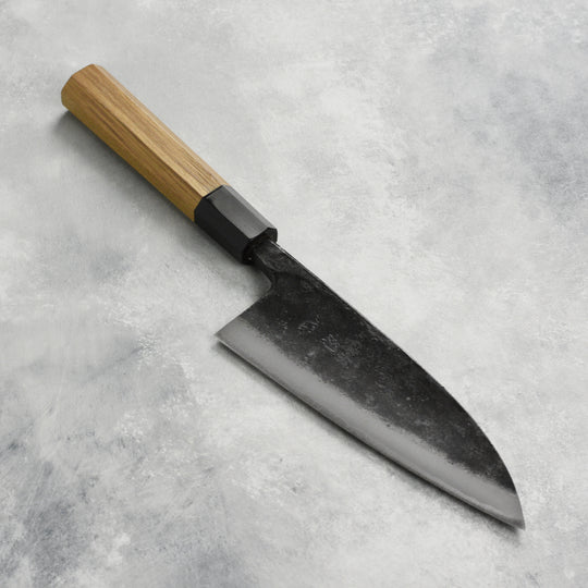 Hatsukokoro Kurokaze Aogami #2 Kurouchi 6.5" Double Bevel Deba, Teak