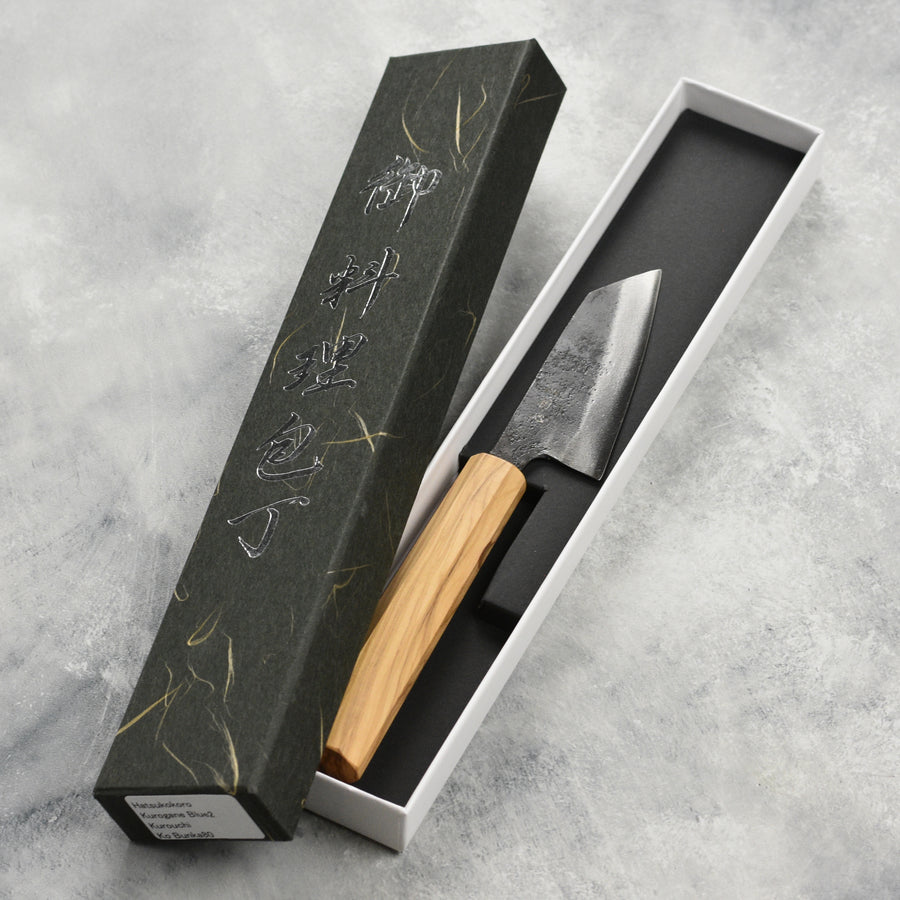 Hatsukokoro Kurogane Aogami #2 Kurouchi 3.1" Ko-Bunka, Olivewood
