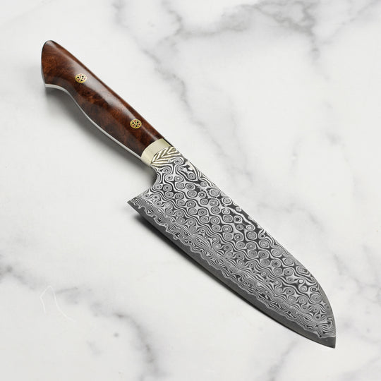 Nigara Anmon SG2 Damascus 7" Santoku, Quince Wood