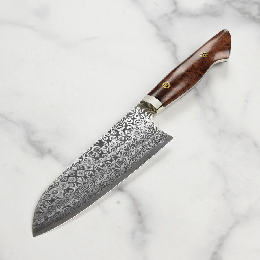 Nigara Anmon SG2 Damascus 7" Santoku, Quince Wood