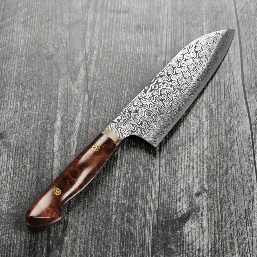 Nigara Anmon SG2 Damascus 7" Santoku, Quince Wood