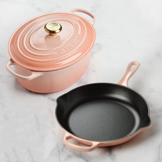 Le Creuset Signature Cast Iron Peche Oval Dutch Oven & Skillet Set