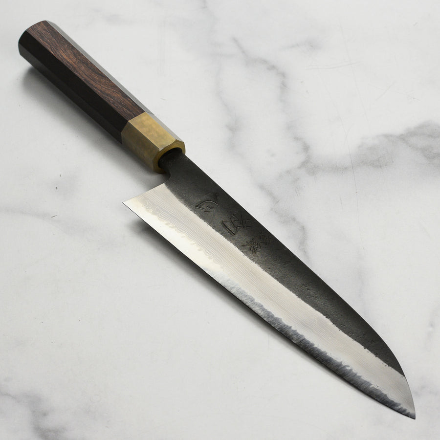 Hatsukokoro Shinkiro Aogami Super Kurouchi Damascus 8.25" Gyuto, Ebony with Ferrule