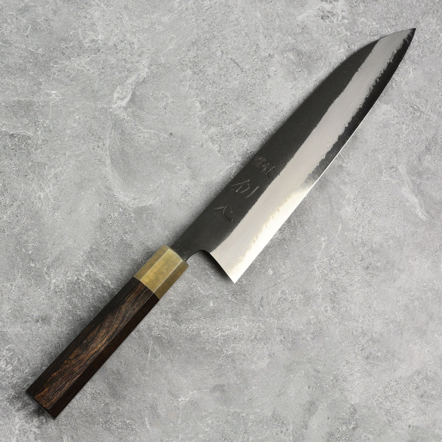 Hatsukokoro Shinkiro Aogami Super Kurouchi Damascus 8.25" Gyuto, Ebony with Ferrule