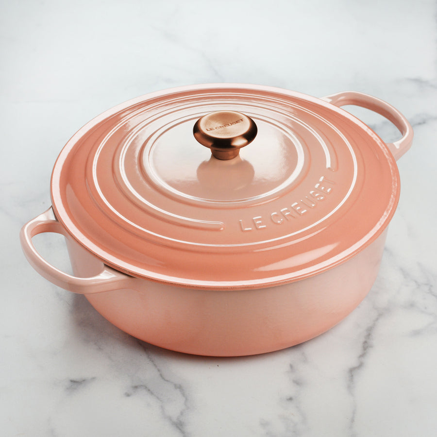 Le Creuset Signature Cast Iron 6.75-quart Peche Round Wide Dutch Oven with Copper Knob