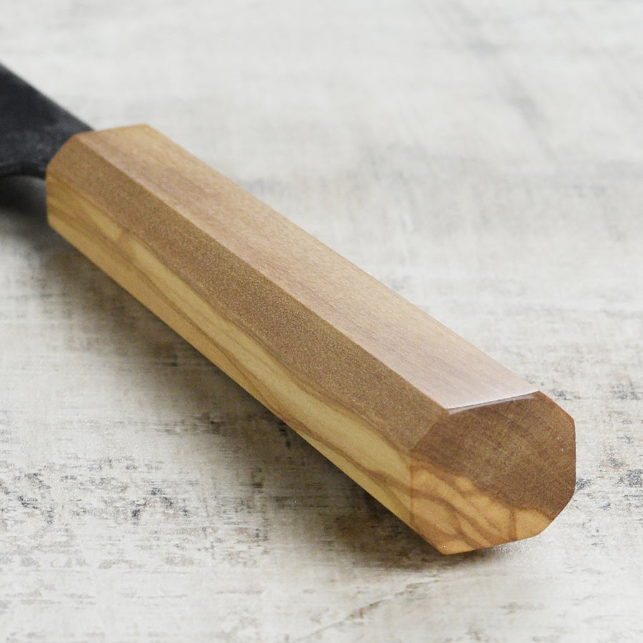 Hatsukokoro Kurogane Aogami #2 Kurouchi 6.5" Nakiri, Olivewood