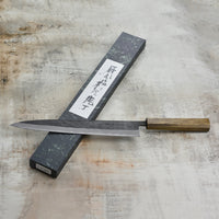 Shiro Kamo Sujihiki Japanese Slicing Knife, Aogami Super Carbon