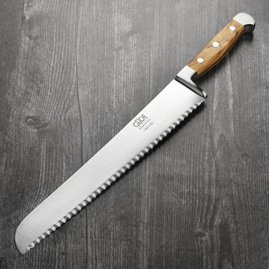Franz Gude 12.6" Large Bread Knife with Olive Wood Handle, Left-Handed