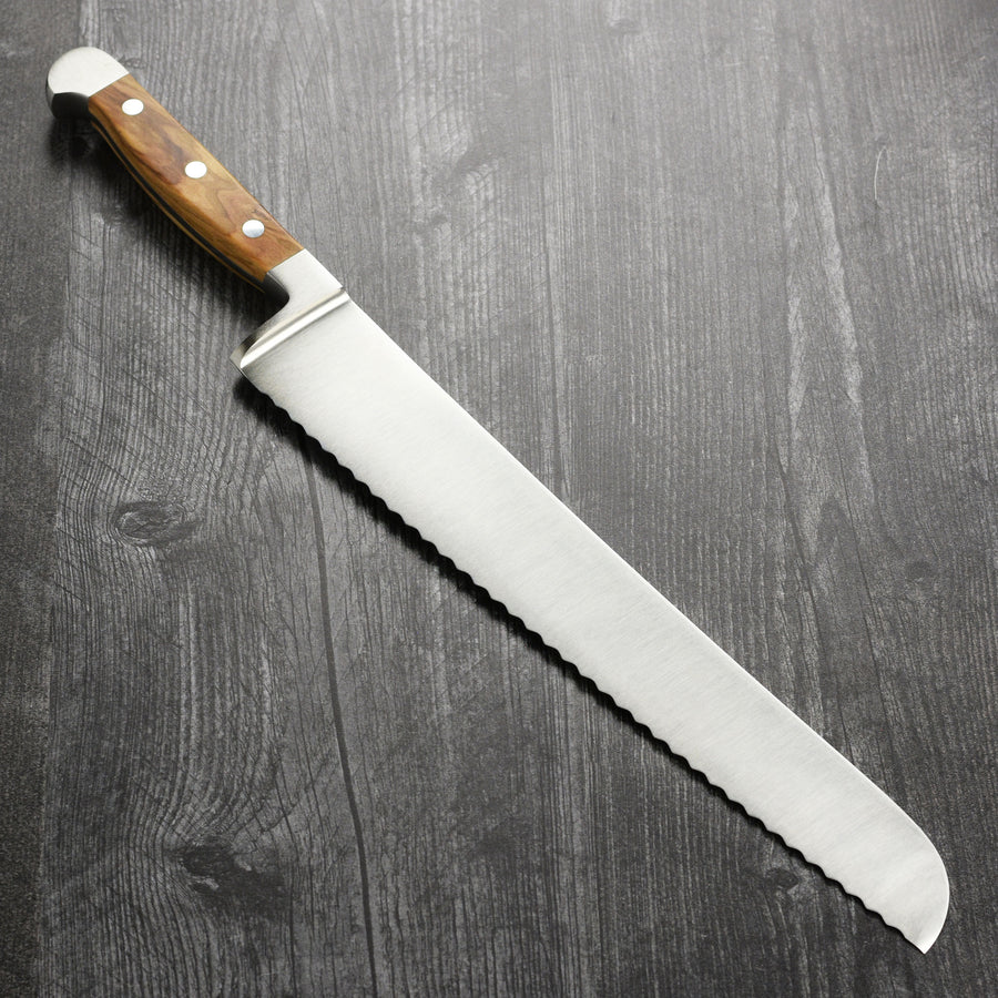 Franz Gude 12.6" Large Bread Knife with Olive Wood Handle, Left-Handed