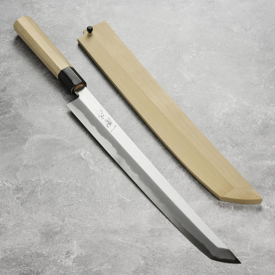 Ittetsu x Tanaka Shirogami #2 Single Bevel 13" Sakimaru Takohiki with Saya