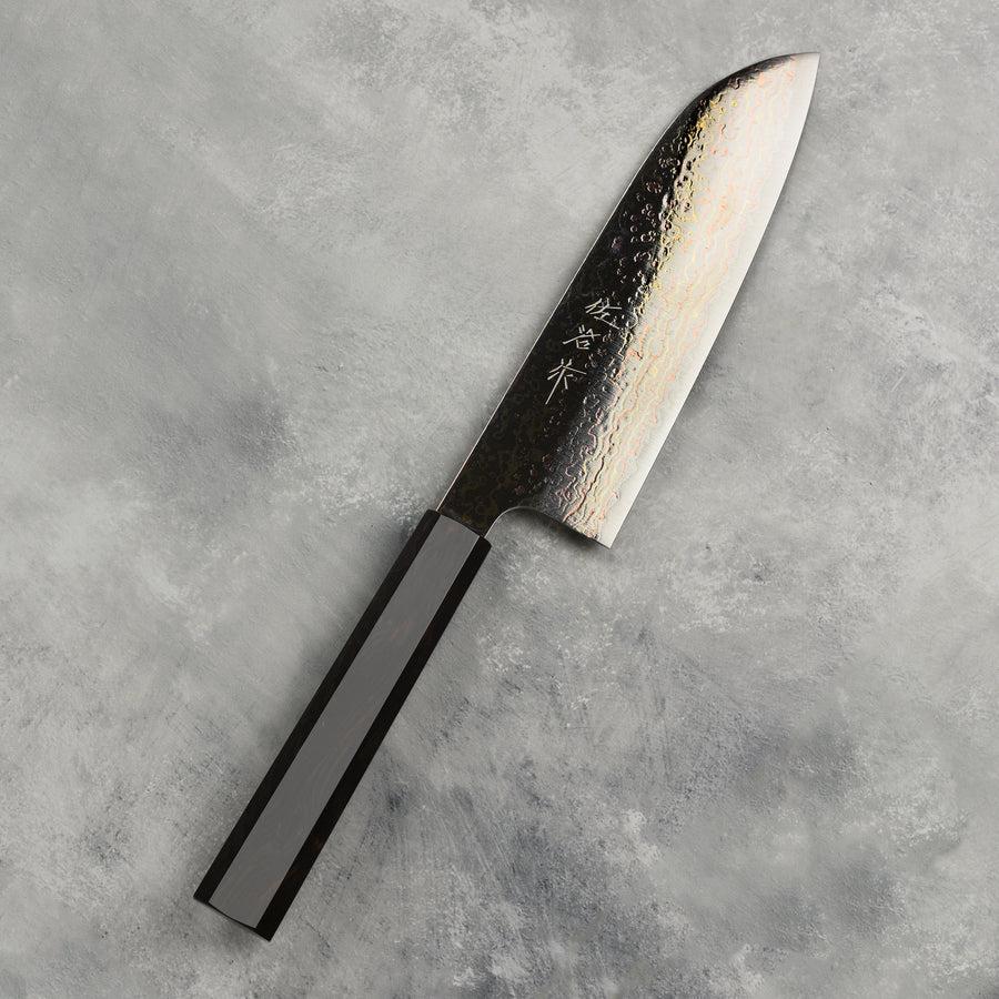 Saji Rainbow Damascus 7" Santoku