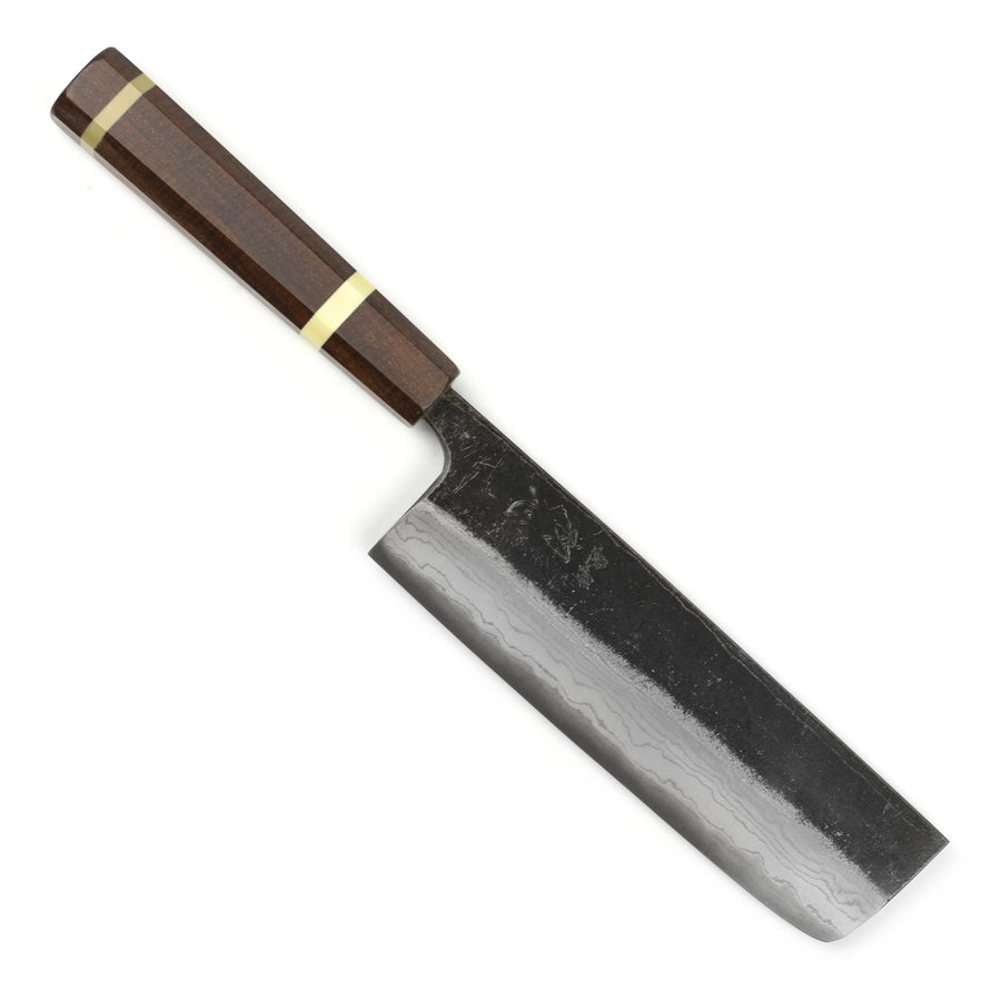 Hatsukokoro Kumokage Aogami Kurouchi Damascus 6.5" Nakiri, C+M Custom Handle