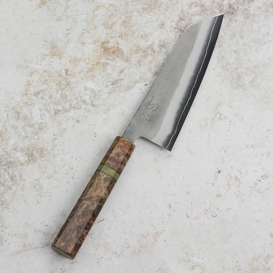 Yoshikane SKD Nashiji Stainless Clad 6.5 Bunka, Custom Handle