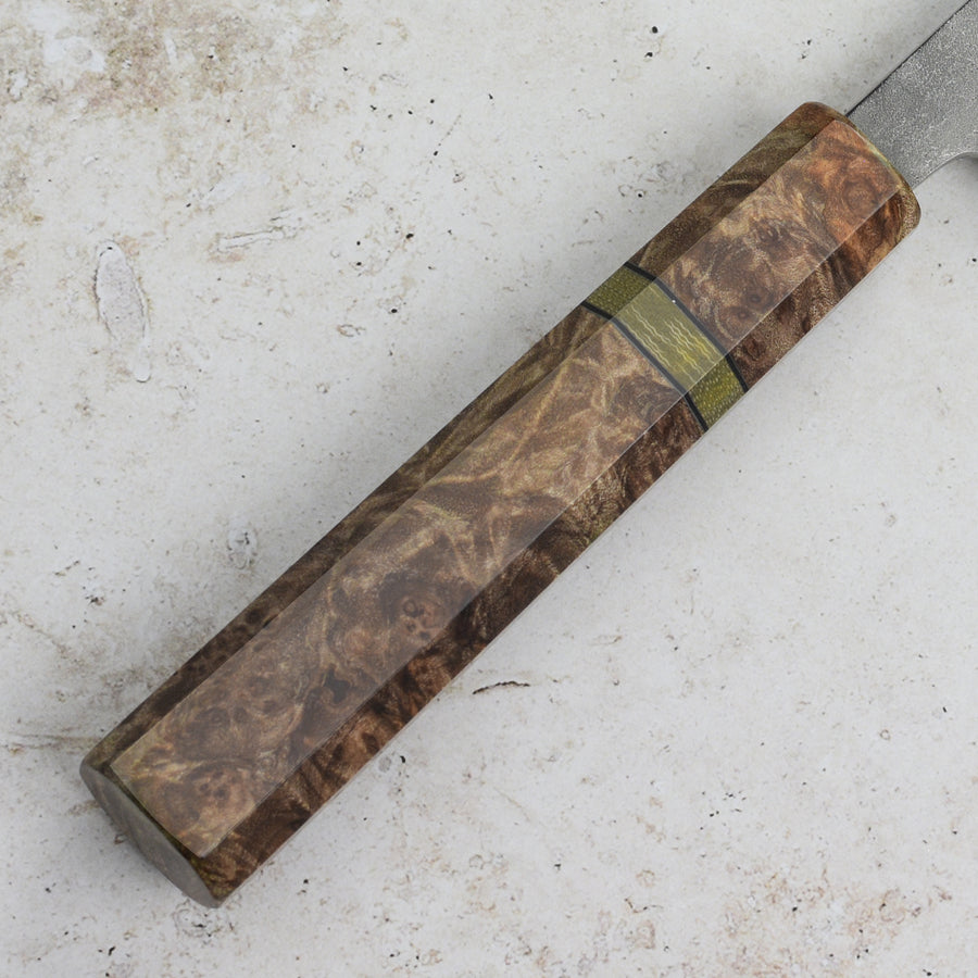 Yoshikane SKD Nashiji Stainless Clad 6.5" Bunka, C+M Custom Handle