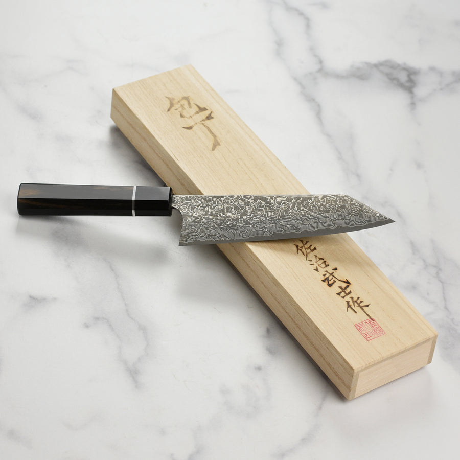 Saji SG2 Black Damascus 6.7" Bunka, Ebony