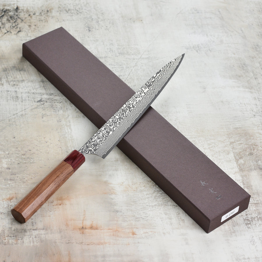 Yoshimi Kato SG2 Black Damascus 10.6" Sujihiki