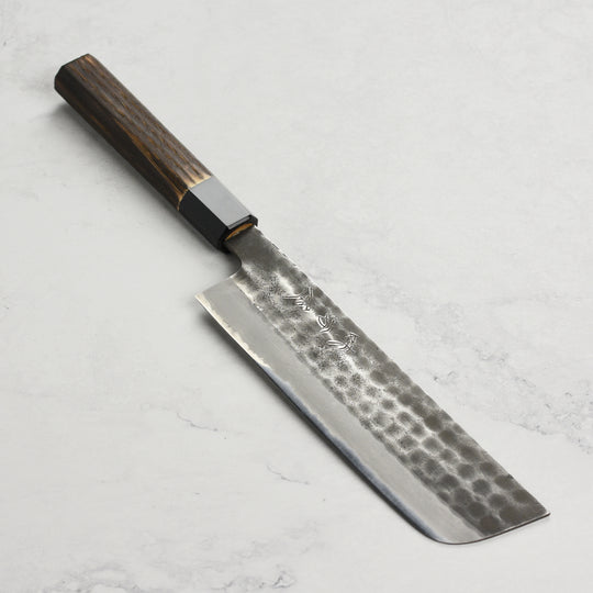 Hinoura Shirogami #2 Kurouchi Tsuchime 7" Nakiri
