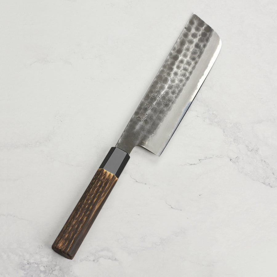 Hinoura Shirogami #2 Kurouchi Tsuchime 7" Nakiri