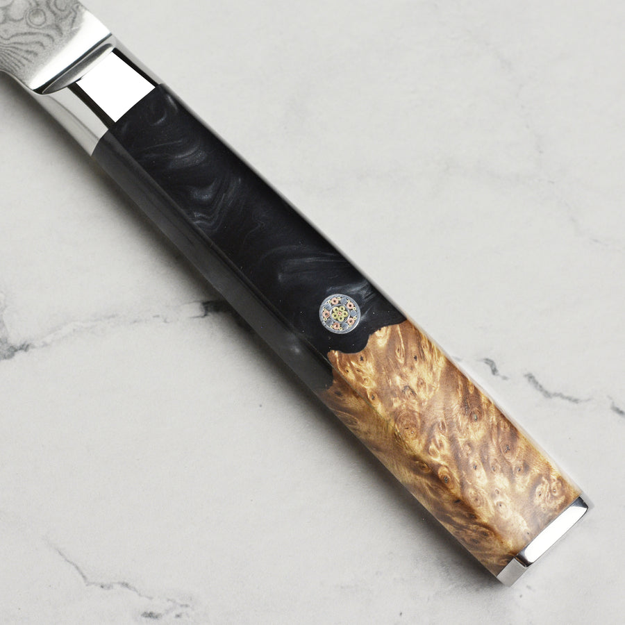 Nexus 4 Piece Damascus Steak Knife Set, Black Resin & Stabilized Wood