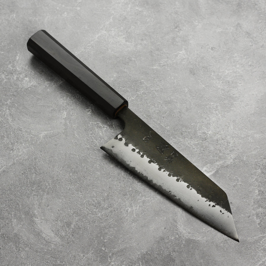 Hatsukokoro Shinkiro Aogami Super Kurouchi Damascus 6.5" Bunka, Ebony