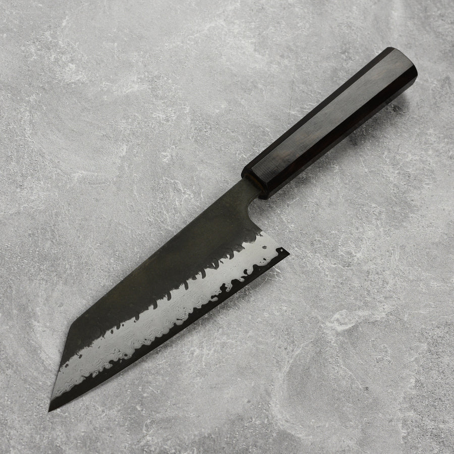 Hatsukokoro Shinkiro Aogami Super Kurouchi Damascus 6.5" Bunka, Ebony