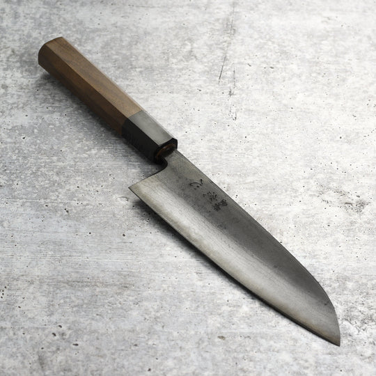 Hatsukokoro Kumokage Aogami Kurouchi Damascus 7" Santoku