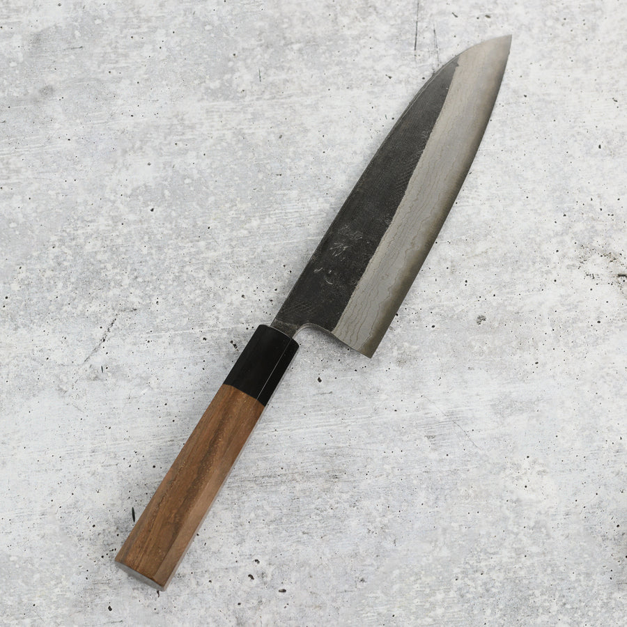 Hatsukokoro Kumokage Aogami Kurouchi Damascus 7" Santoku