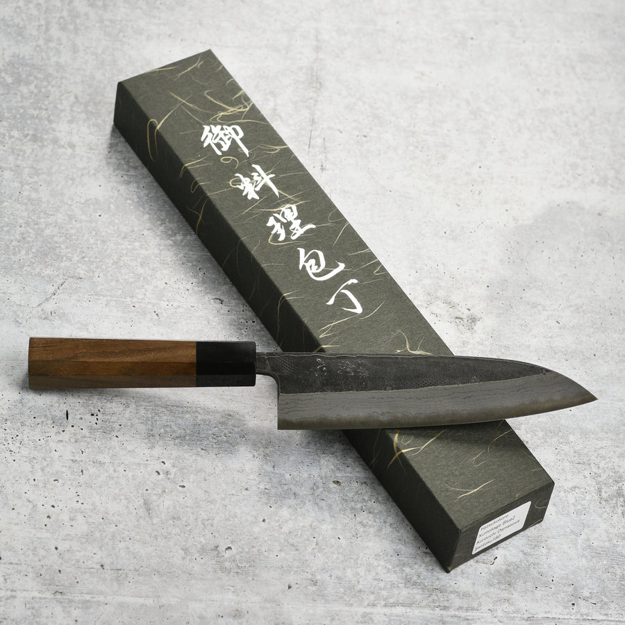 Hatsukokoro Kumokage Aogami Kurouchi Damascus 7" Santoku