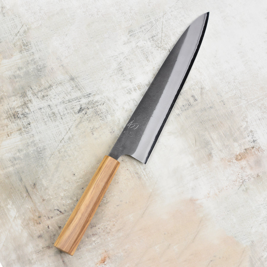 Yoshikane Shirogami #2 Kurouchi Stainless Clad 9.4" Gyuto, Olivewood