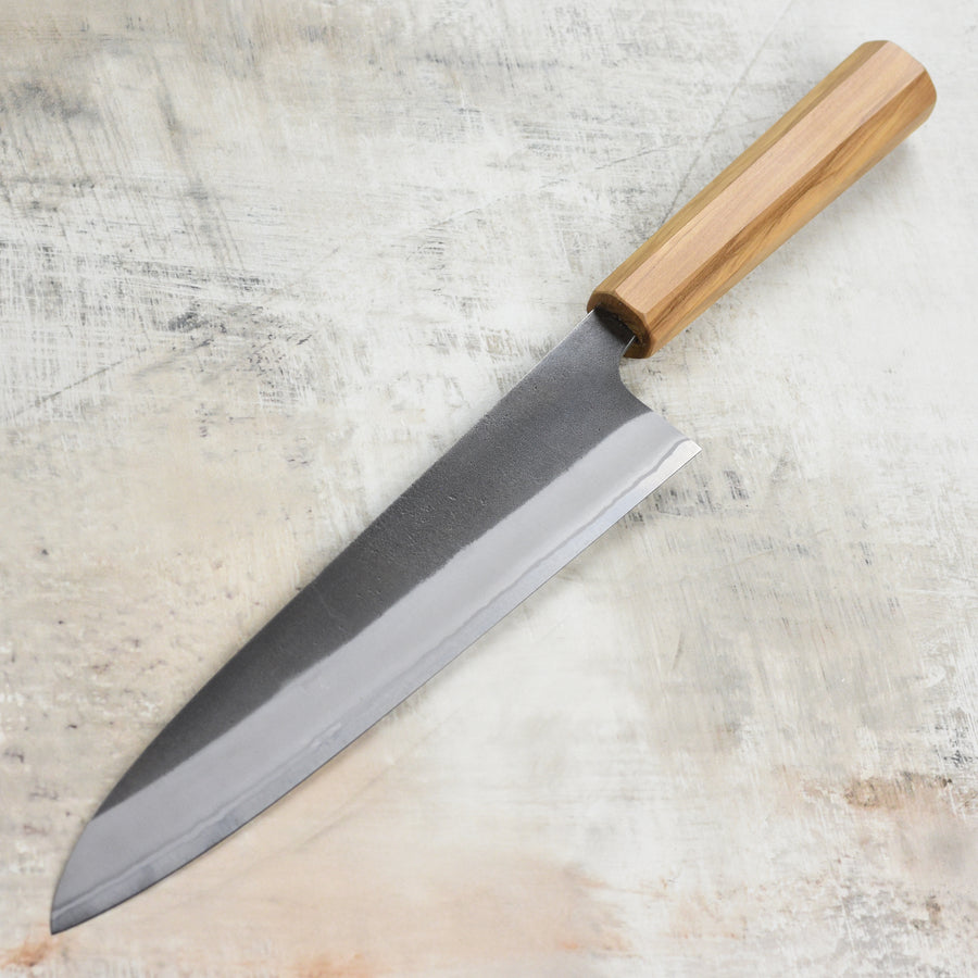 Yoshikane Shirogami #2 Kurouchi Stainless Clad 9.4" Gyuto, Olivewood