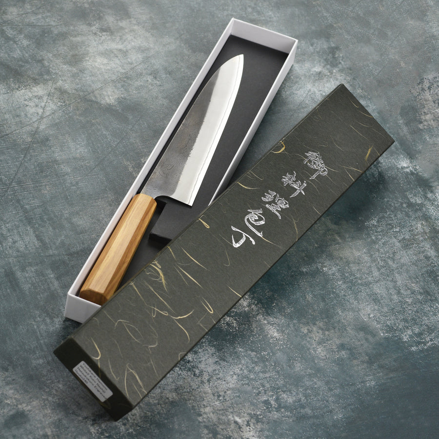 Yoshikane Shirogami #2 Kurouchi Stainless Clad 9.4" Gyuto, Olivewood