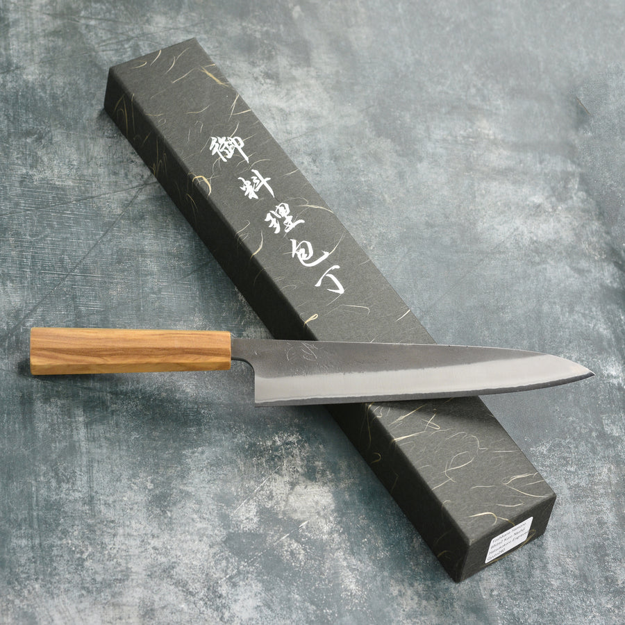 Yoshikane Shirogami #2 Kurouchi Stainless Clad 9.4" Gyuto, Olivewood