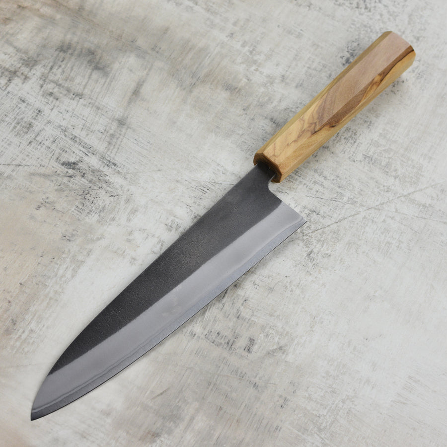 Yoshikane Shirogami #2 Kurouchi Stainless Clad 8.25" Gyuto, Olivewood