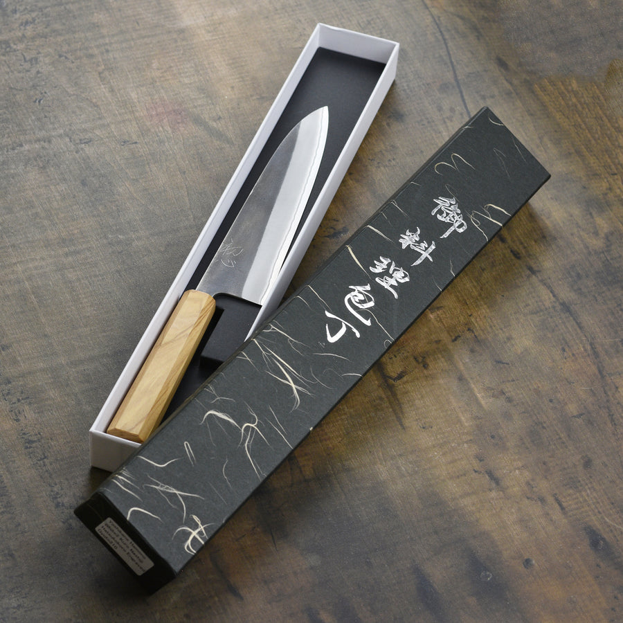 Yoshikane Shirogami #2 Kurouchi Stainless Clad 8.25" Gyuto, Olivewood
