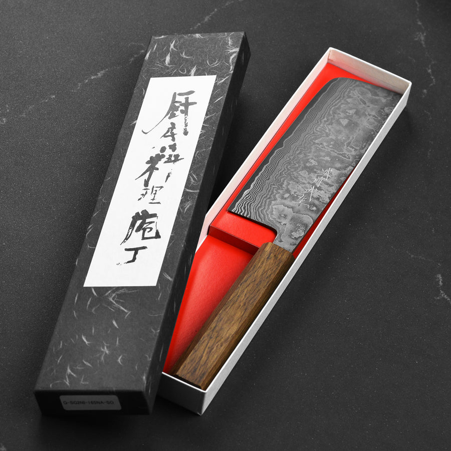 Shiro Kamo SG2 Kurozome Damascus 6.5" Nakiri