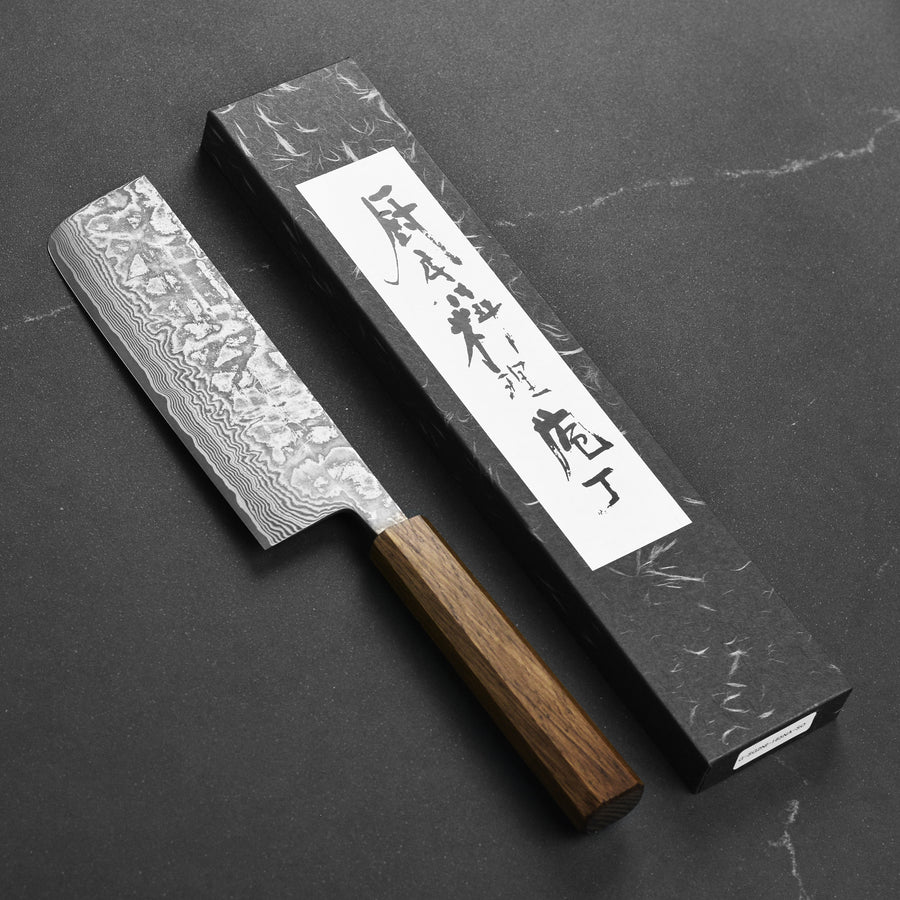 Shiro Kamo SG2 Kurozome Damascus 6.5" Nakiri
