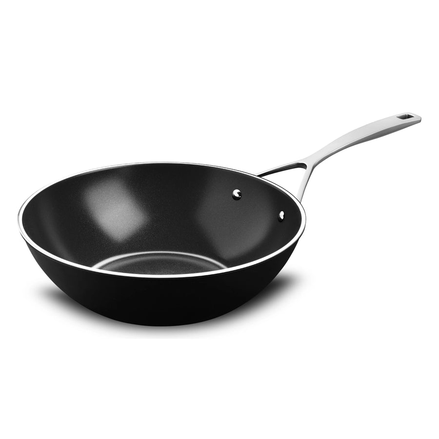 Demeyere AluPro 12" Ceramic Nonstick Flat Bottom Wok