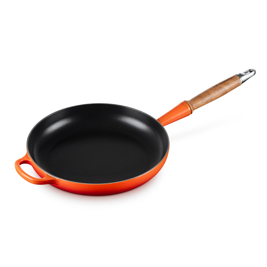 Le Creuset Cast Iron 10.25" Flame Fry Pan with Wood Handle