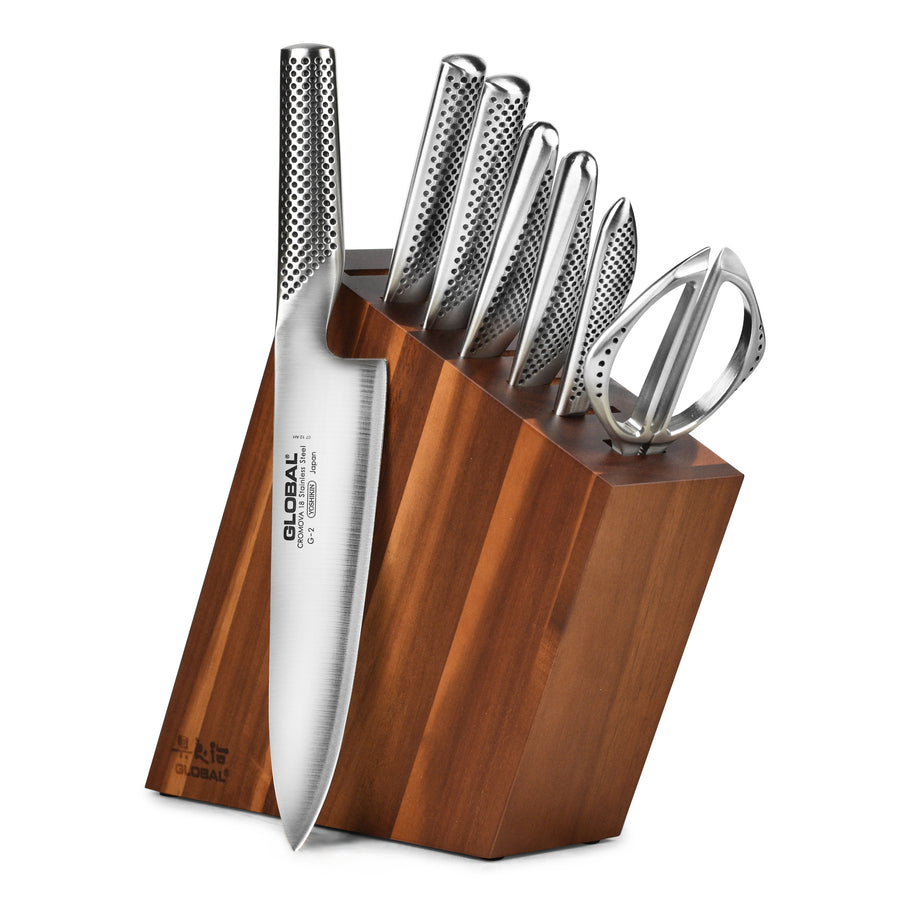 Global 8 Piece Acacia Knife Block Set
