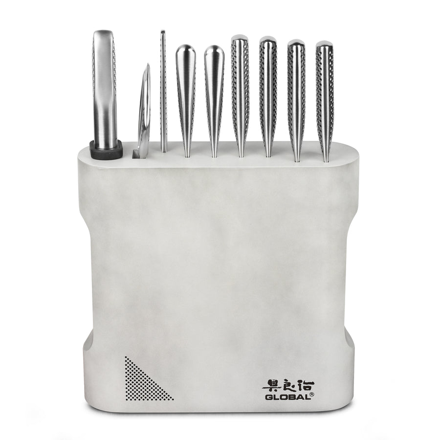 Global 10 Piece Kanpeki Knife Block Set, Cement Gray