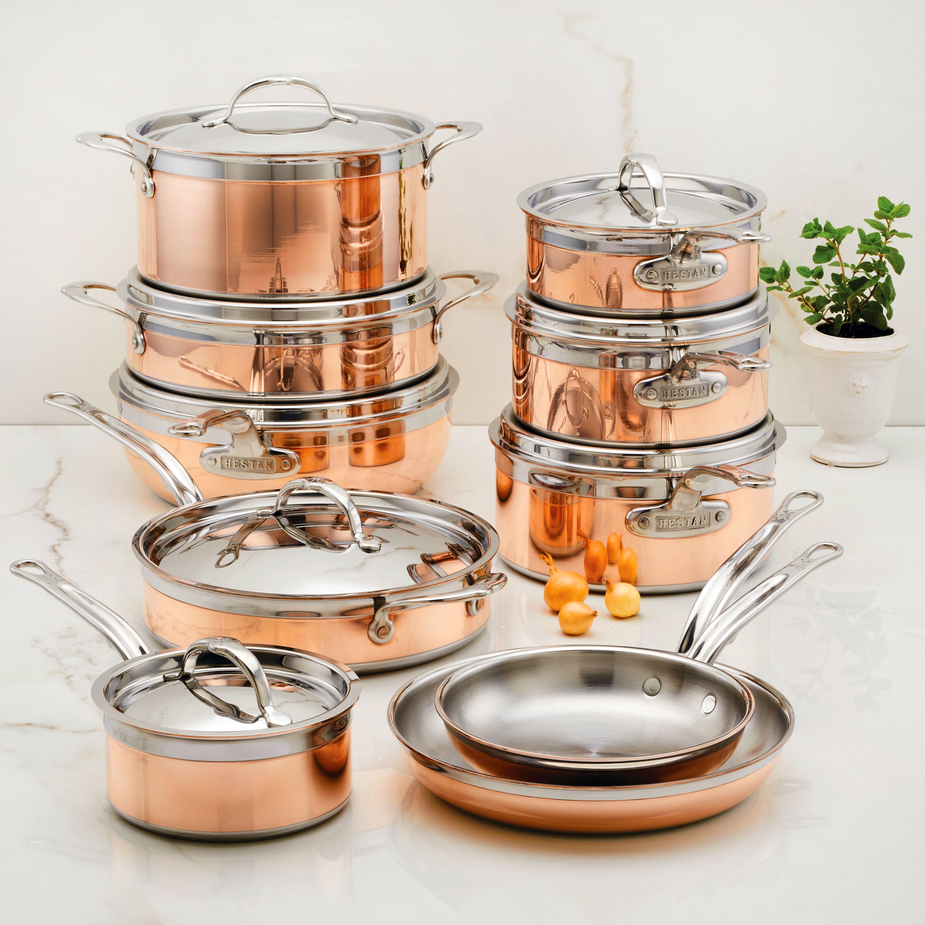 Hestan CopperBond Cookware Set 18 Piece Induction Copper Cutlery
