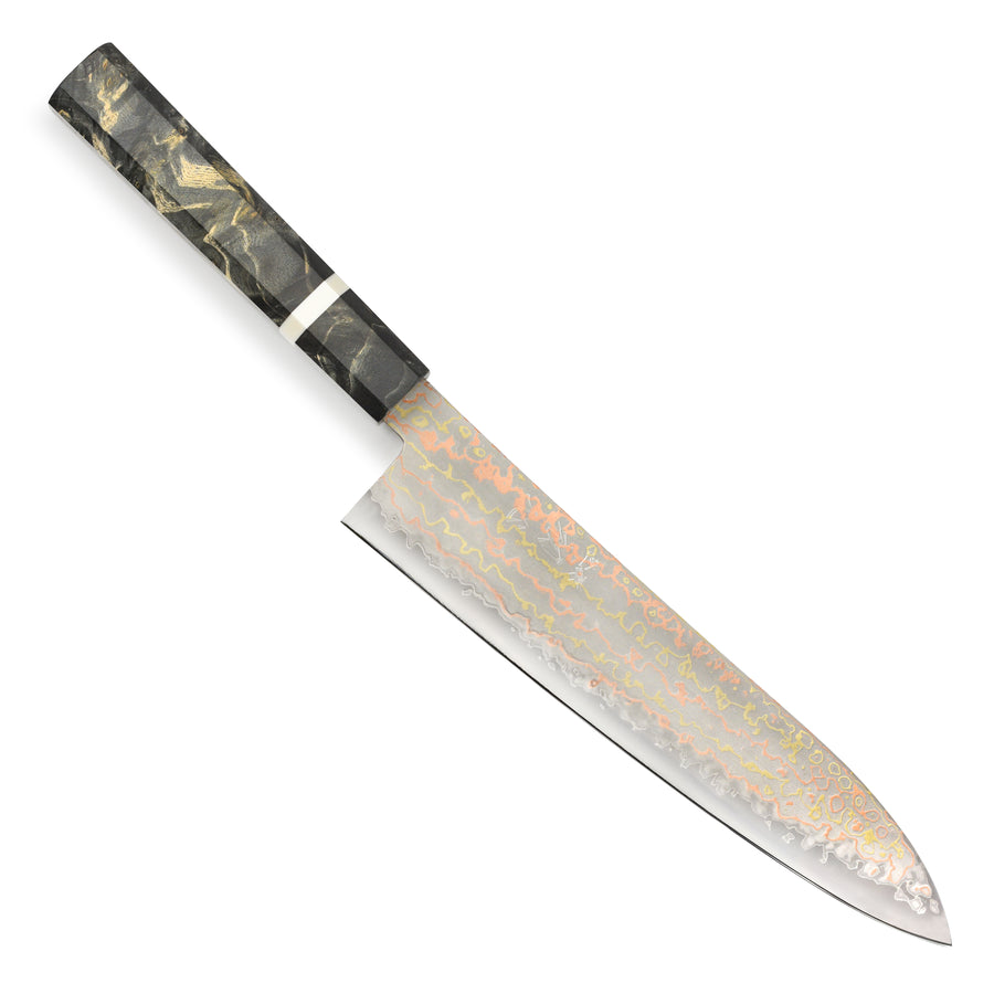 Hatsukokoro Hayabusa Aogami #2 Rainbow Damascus 8.25" Gyuto