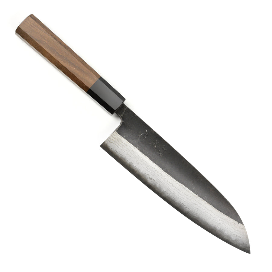 Hatsukokoro Kumokage Aogami Kurouchi Damascus 7" Santoku