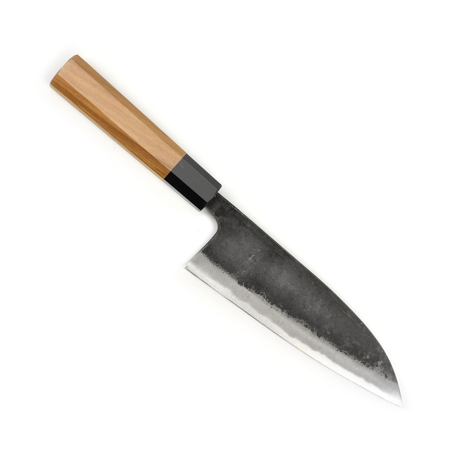 Hatsukokoro Kurokaze Aogami #2 Kurouchi 7" Double Bevel Deba, Teak