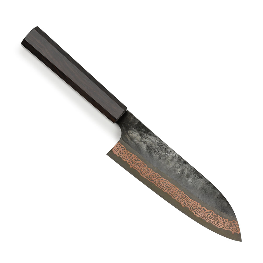 Hatsukokoro Yorokobi SLD Kurouchi Copper Damascus 7" Santoku